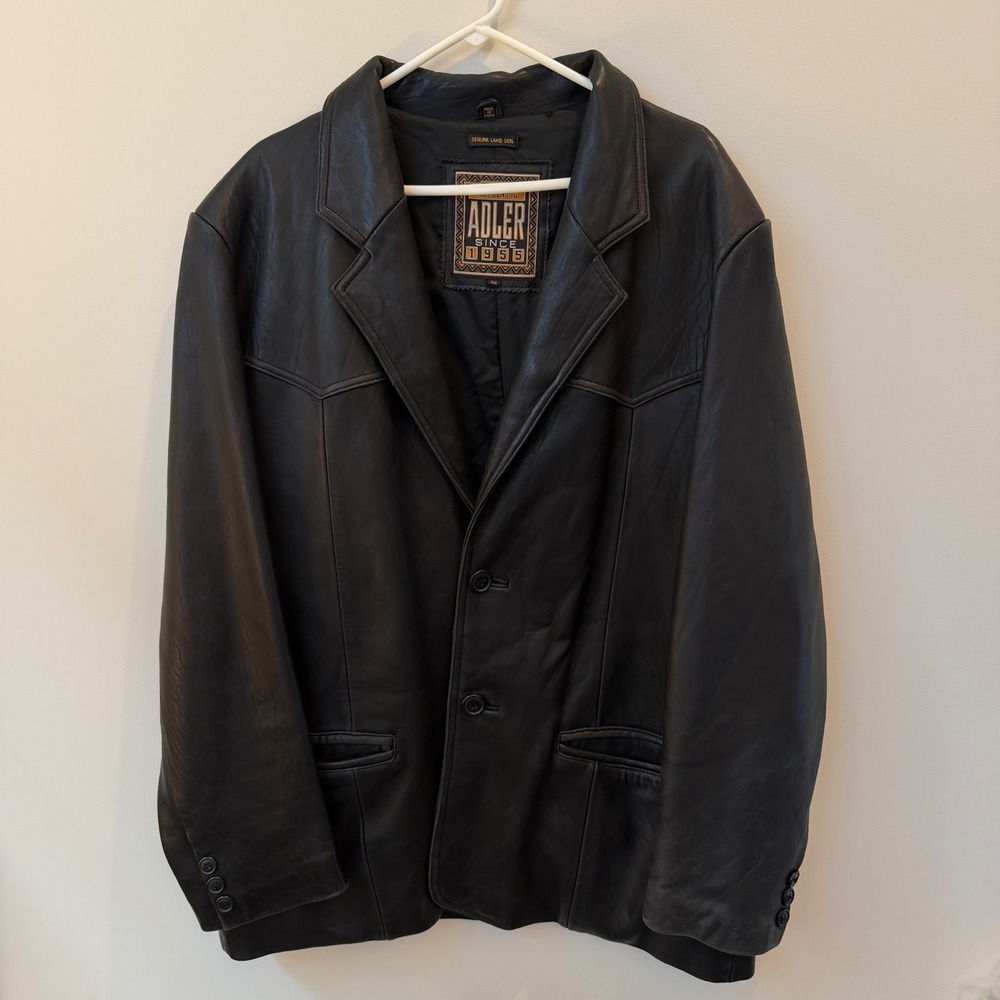 Vintage Adler Since 1955 Mens Black Genuine Lambskin Leather Western Jacket 46
